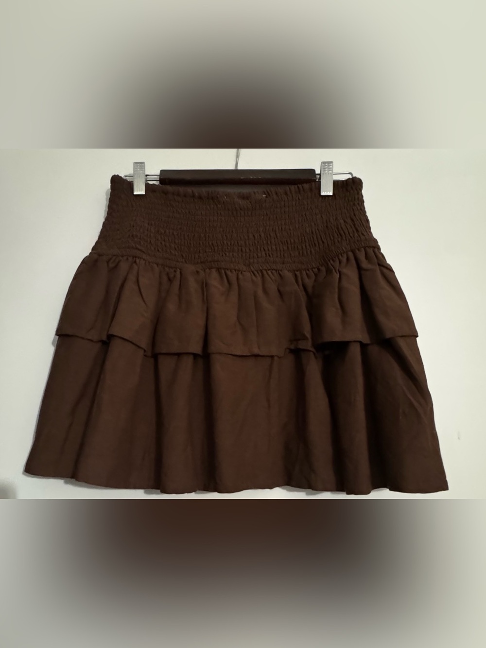 NWOT - Midnight Sky Brown Tiered Mini Skirt | Size Large